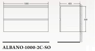 Тумба под раковину BelBagno подвесная 100x50см Cemento Verona Grigio ALBANO-1000-2C-SO-CVG